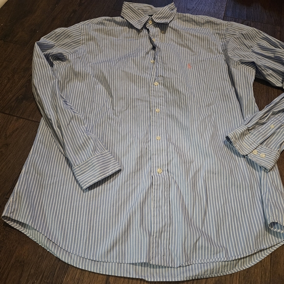 Polo By Ralph Lauren Shirt Mens 17.5 - 34/35 XL Blue Striped Regent Custom Fit.  - Picture 1 of 12